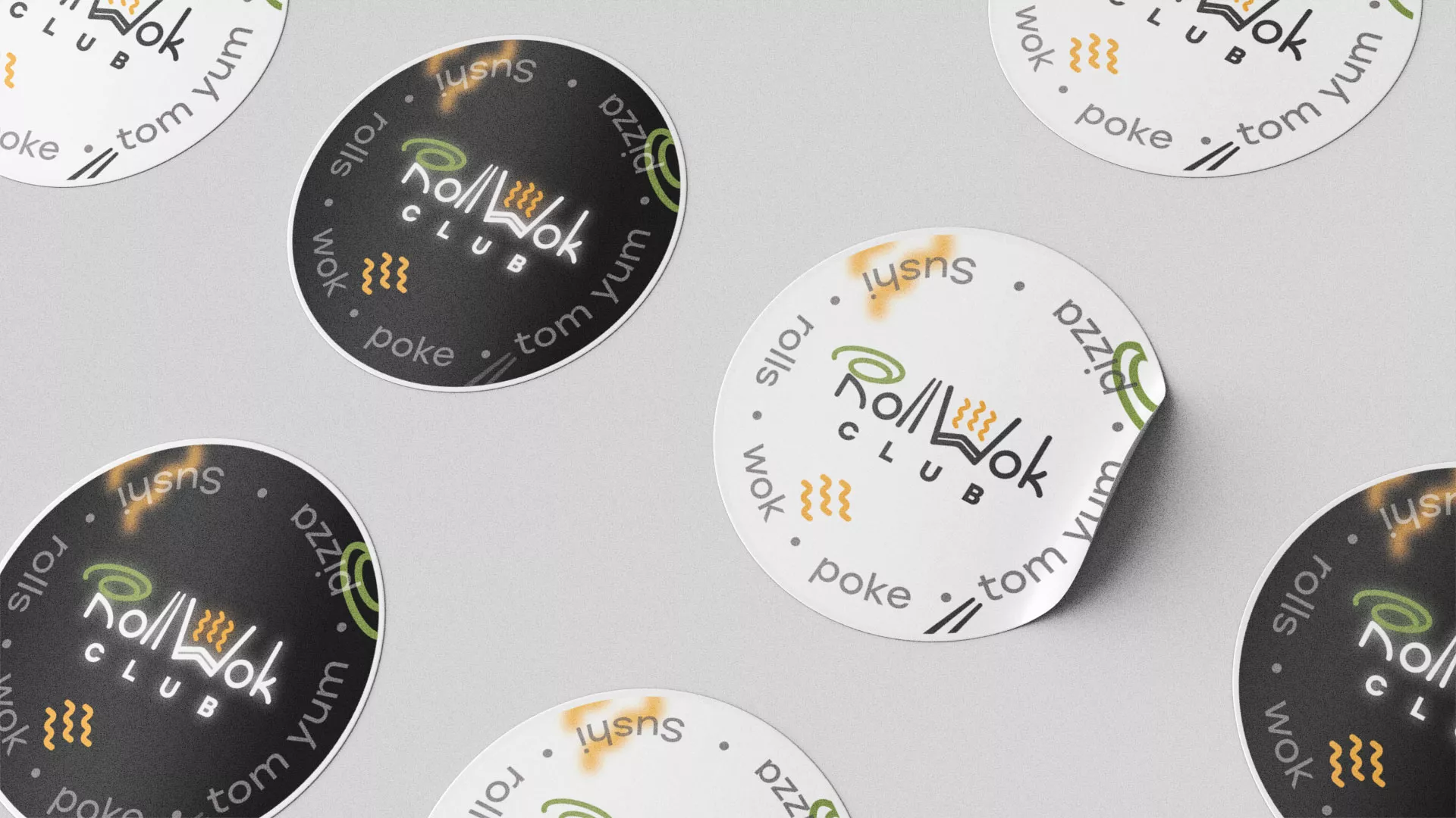 Разработка наклеек для суши-бара «Roll Wok Club» в Харовске